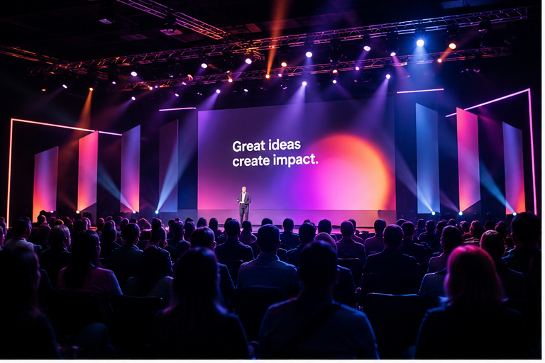 Corporate conference stage and audience